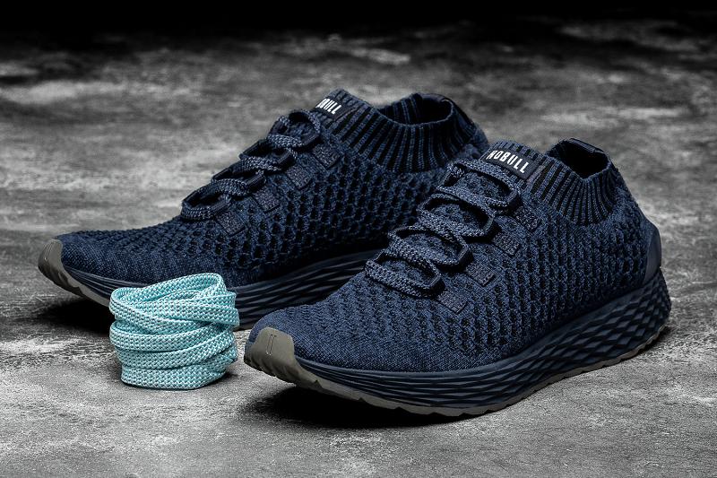 Navy Nobull Midnight Knit Runner Men's Running Shoes | CA D1025F